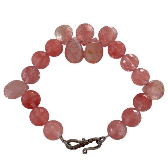 Elegant Light Pink Beaded Stone Jewels Infinity Accent Bracelet - Picture 4 of 5